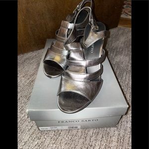 Franco Sarto Silver heels sandals.